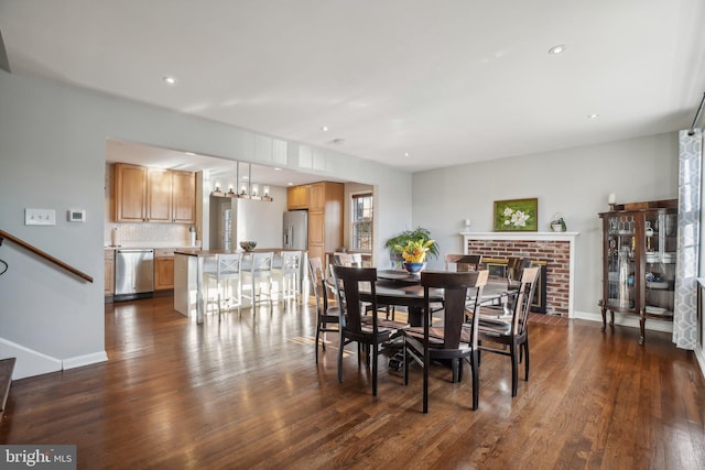 dining room with dark wood-type flooring