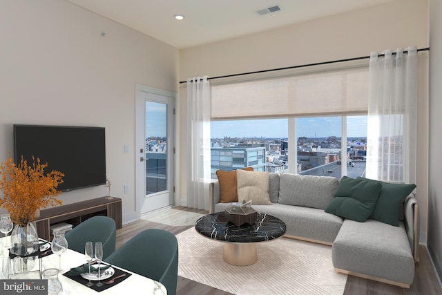 living room featuring hardwood / wood-style floors