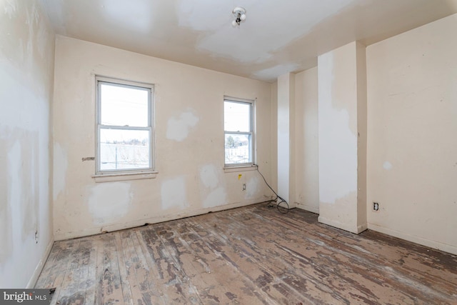 spare room featuring wood-type flooring