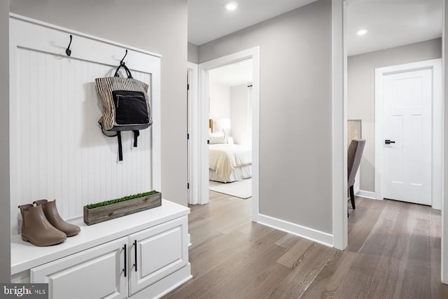 mudroom with light wood-type flooring