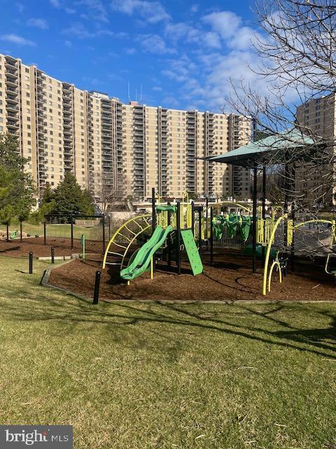 community playground with a lawn