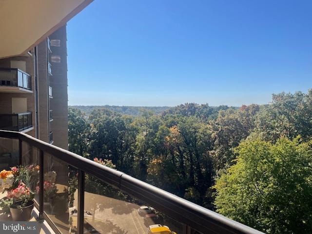 balcony with a view of trees