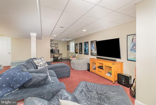 living room with carpet flooring