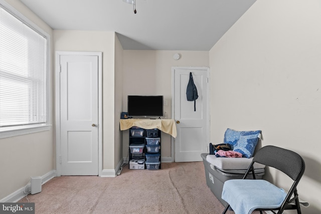 sitting room with light carpet