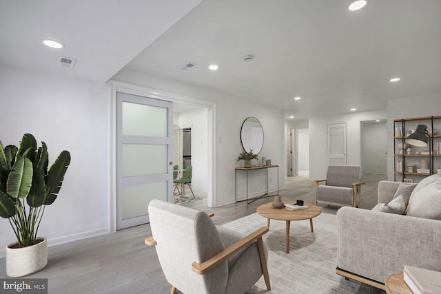 living room featuring light hardwood / wood-style flooring