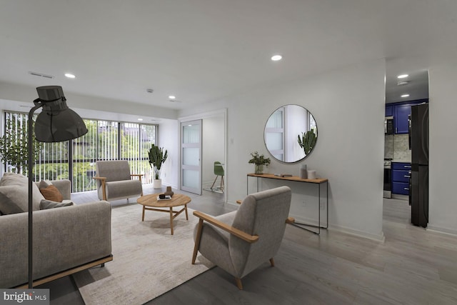 living room featuring light hardwood / wood-style floors