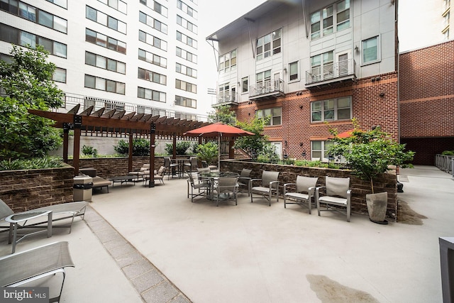 view of patio with a pergola