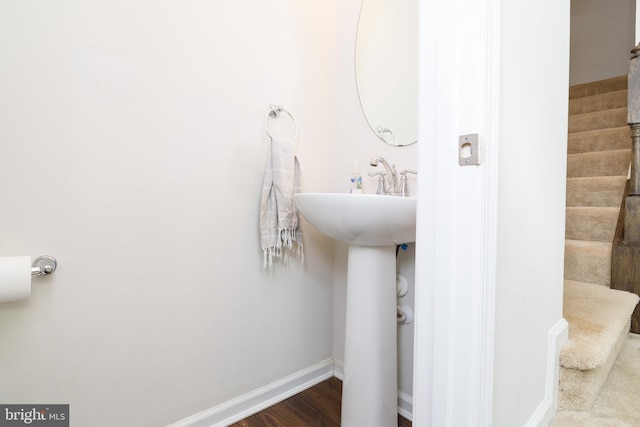 bathroom featuring wood-type flooring