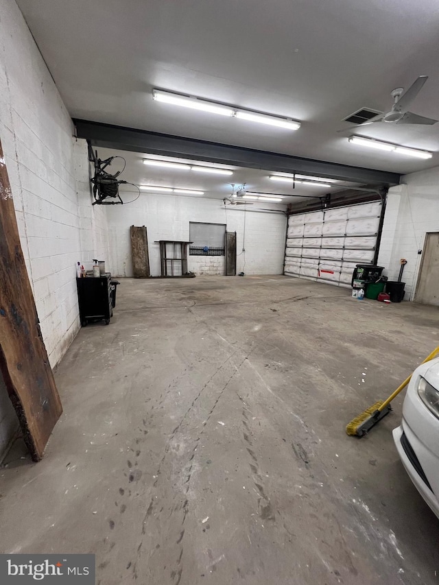 garage with a garage door opener