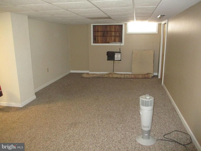 basement featuring carpet floors