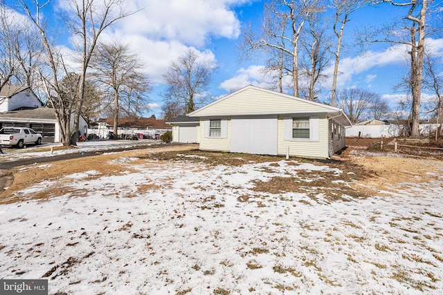 view of snow covered property