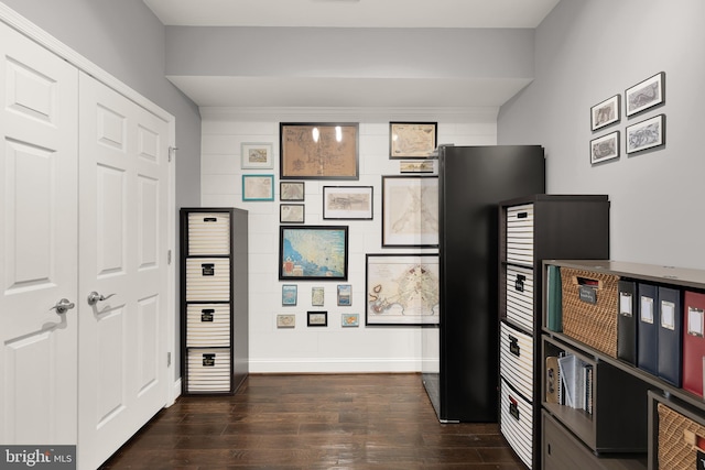 office featuring dark hardwood / wood-style floors