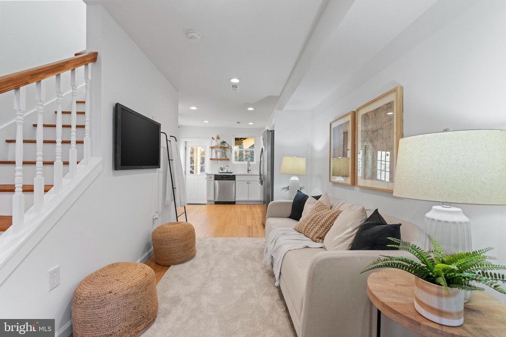 living room featuring light hardwood / wood-style floors