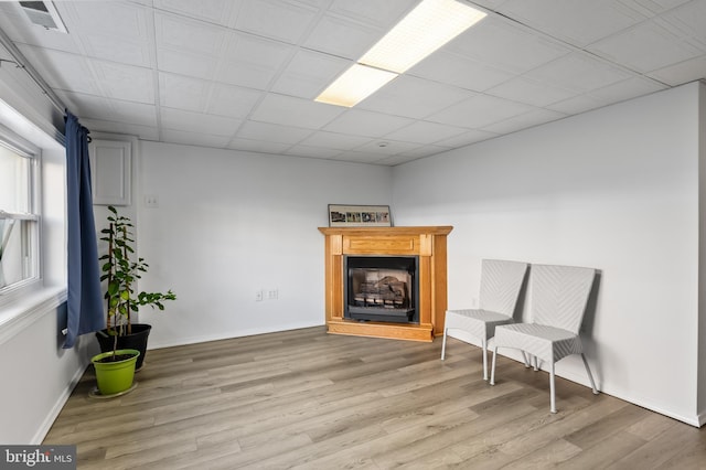 living area featuring light wood-type flooring and a healthy amount of sunlight