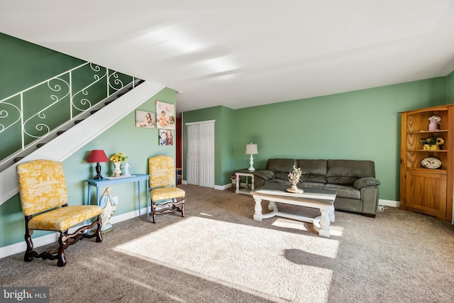 living room with carpet floors