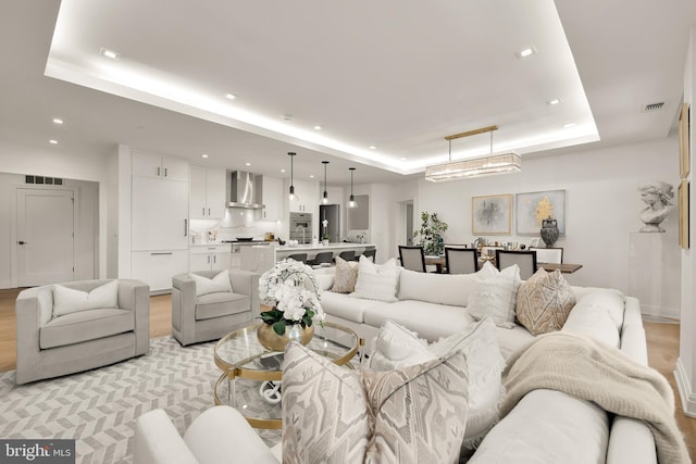 8551 Connecticut Ave Unit 210, Chevy Chase, MD 20815 - living room with a tray ceiling
