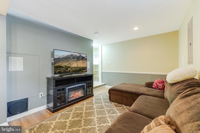 living room with wood-type flooring