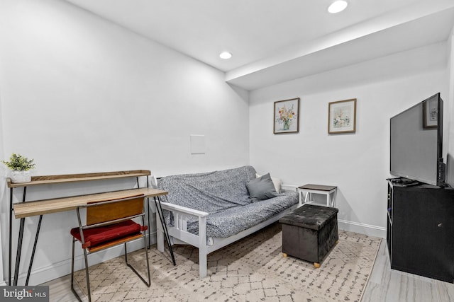 living room with light wood-type flooring