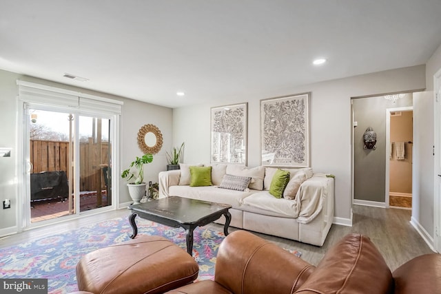 living room featuring light hardwood / wood-style flooring