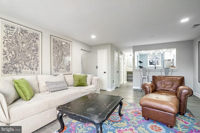 living room featuring hardwood / wood-style flooring