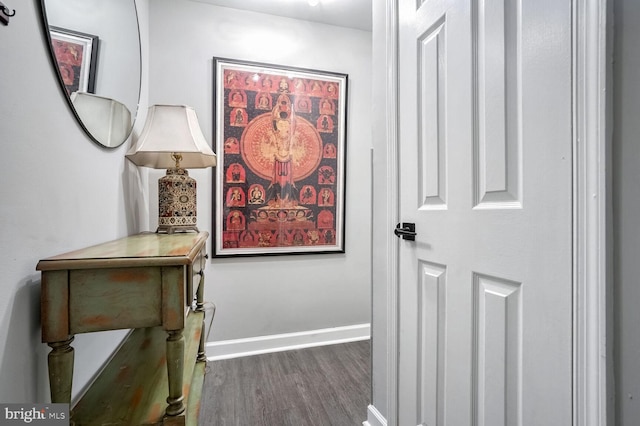 hall featuring dark hardwood / wood-style floors