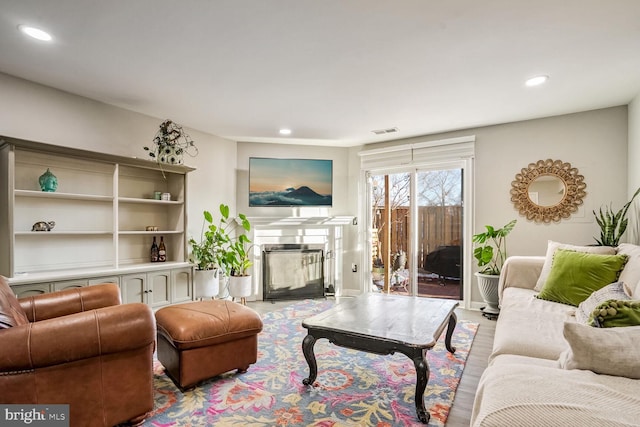 living room with light wood-type flooring