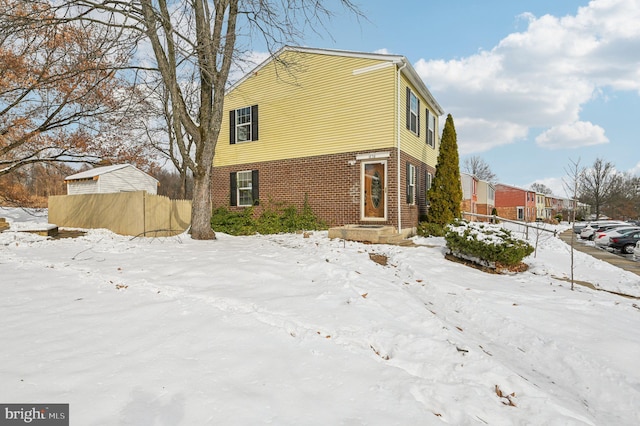 view of snow covered exterior