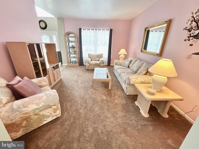 living room with carpet floors