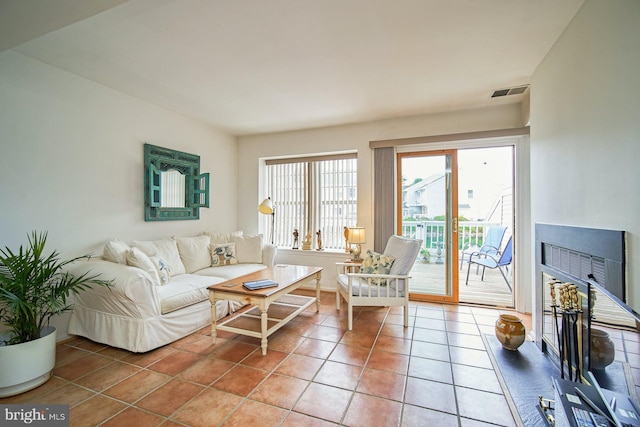 view of tiled living room