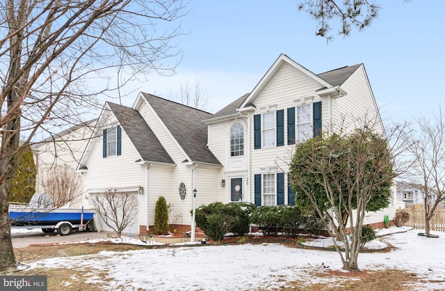 view of front of house with a garage