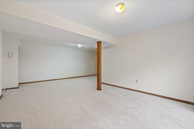 basement with light carpet