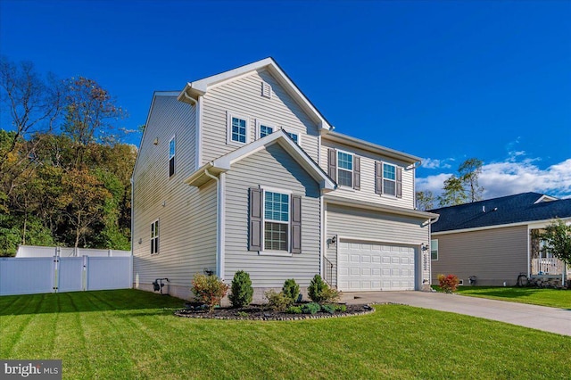 front of property with a front lawn and a garage