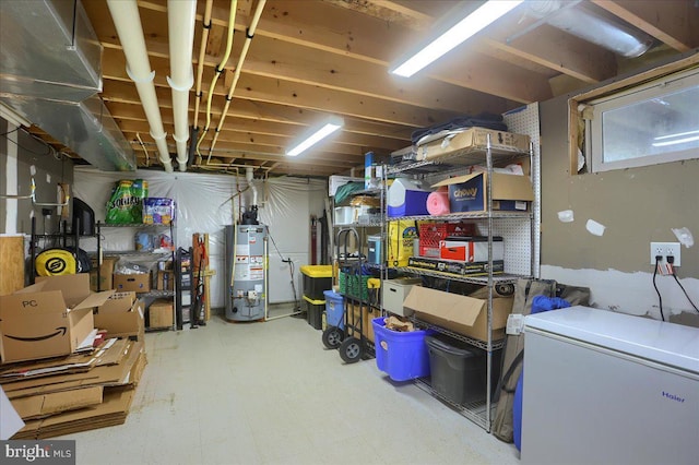 storage room with gas water heater