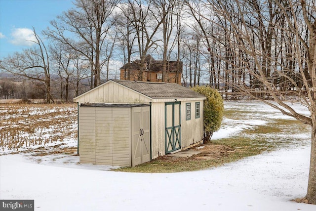 view of snow covered structure