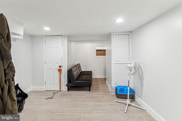 living area featuring light hardwood / wood-style floors