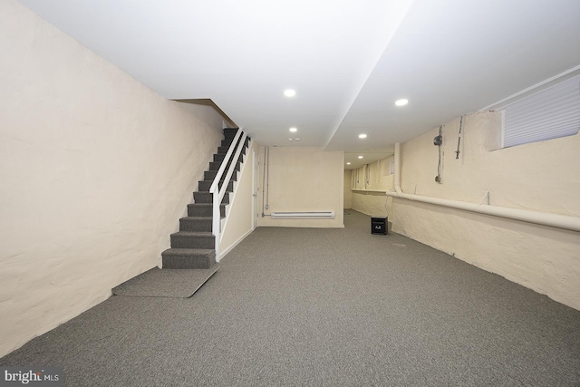 basement with carpet floors