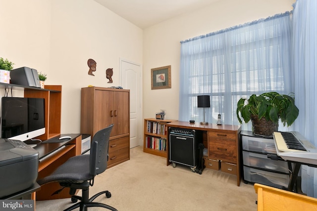 view of carpeted office space