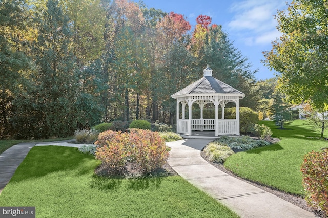 view of home's community featuring a gazebo and a lawn