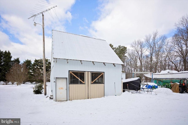 view of snow covered structure