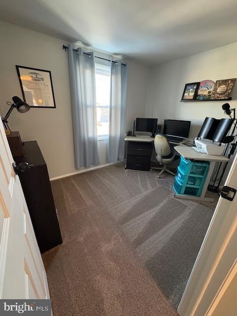 home office featuring carpet flooring