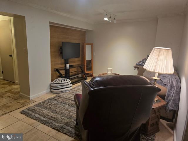 living room with light tile patterned floors