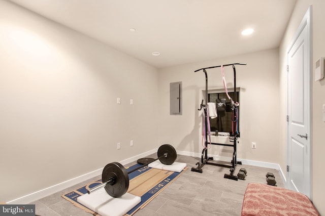 workout area with electric panel