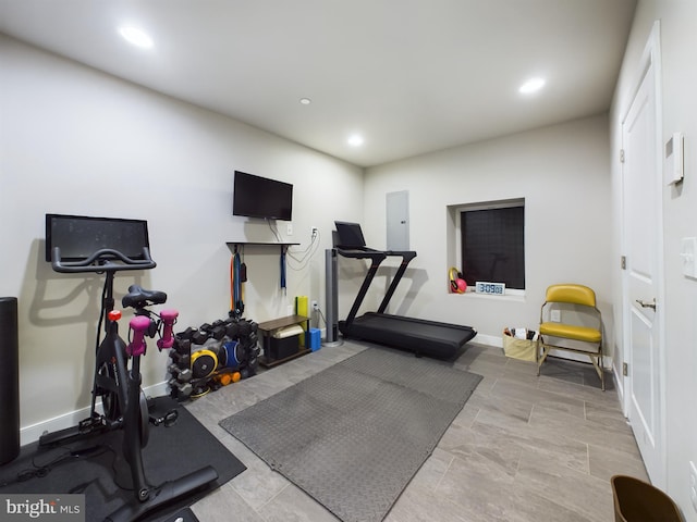 workout room with electric panel