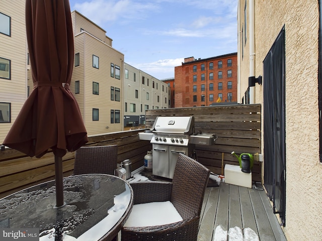 deck featuring grilling area