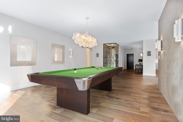 playroom featuring light wood-style flooring and pool table