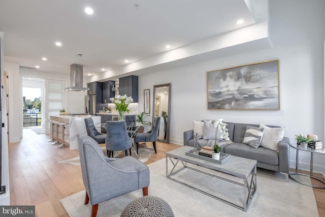 living room with light wood-type flooring