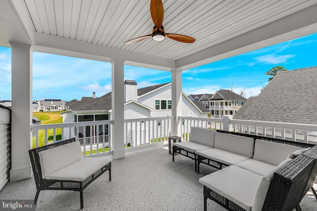 view of patio with ceiling fan