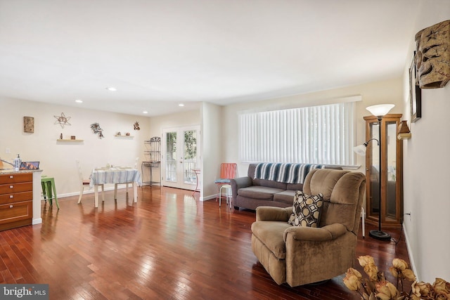 living room featuring dark hardwood / wood-style floors