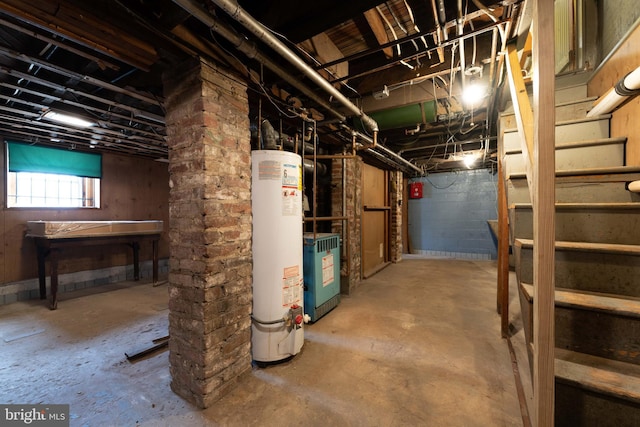 basement with gas water heater