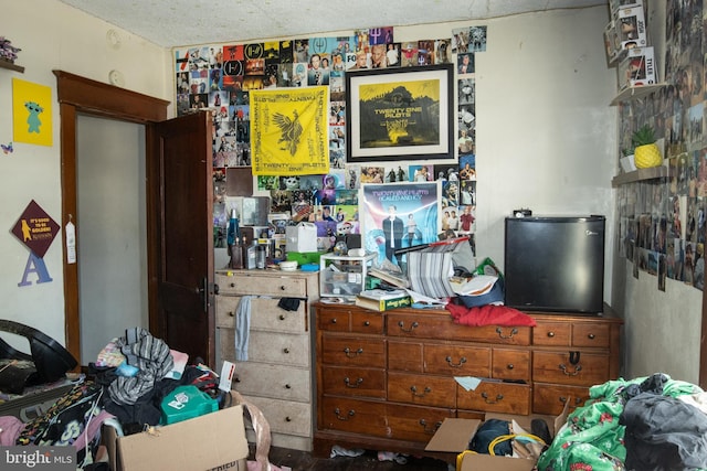 bedroom with a textured ceiling